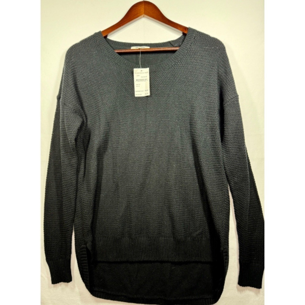 Madewell Sweater Knit‎ Pullover True Black Long Sleeve Casual Top  Sz Medium NWT